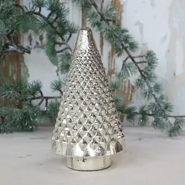 Juletræ i glas / sølv look - H22,5 cm.