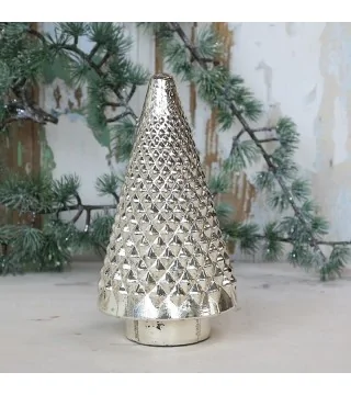 Juletræ i glas / sølv look - H22,5 cm.