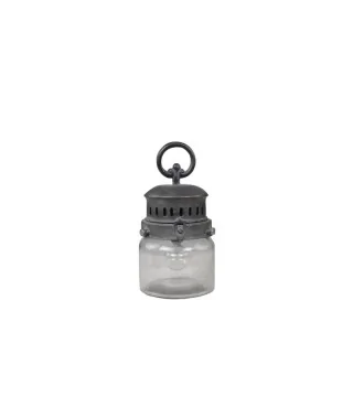Lanterne i klar glas  m. pære og timer - H22