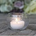 Fyrfadsstage i glas m. dekor