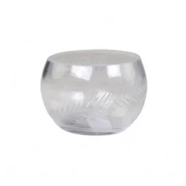Fyrfadsstage i glas m. dekor