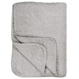Vattæppe / quilt i hvid m. mørkegrå striber