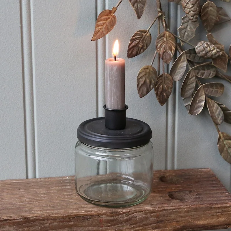 Lysestage m. holder i glas