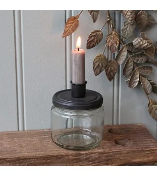 Lysestage m. holder i glas