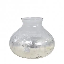 Vase i glas m. dekor i fattigmandssølv