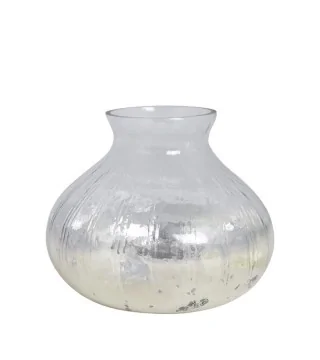 Vase i glas m. dekor i fattigmandssølv