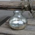 Vase i glas m. dekor i fattigmandssølv