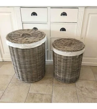 Vasketøjskurv m. låg - rattan