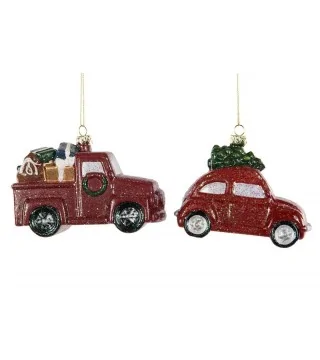Juleornament bil - sæt a 2 stk.