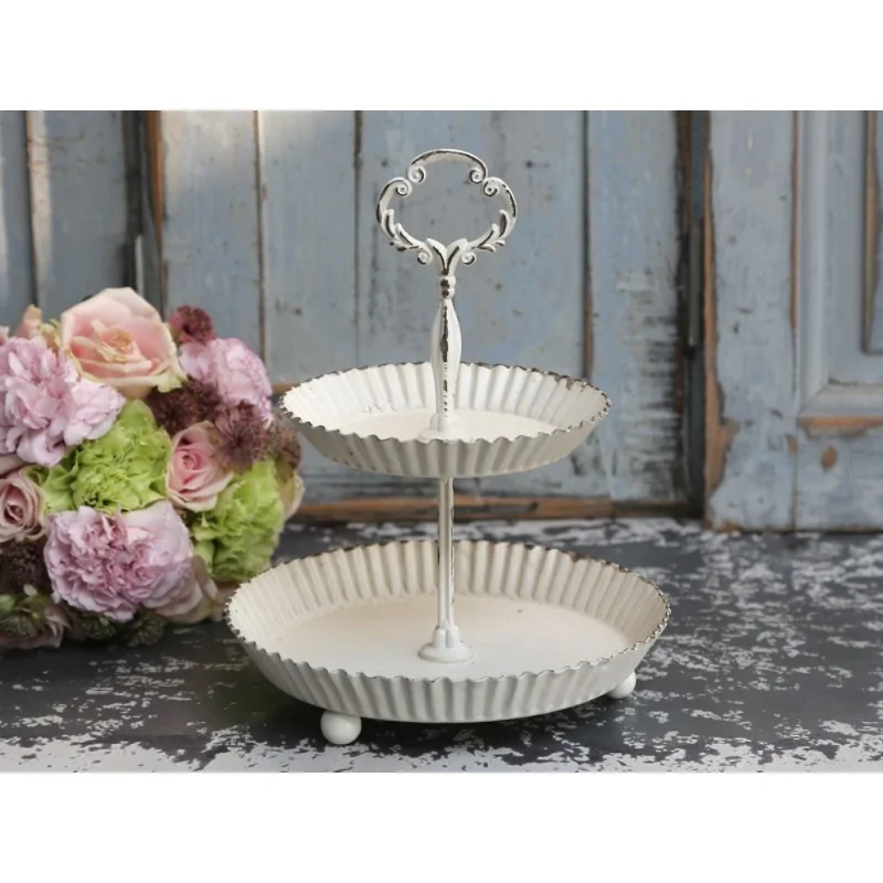 Etagere/opsats med 2 fade antique hvid fra Chic Antique