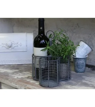 Fil de fer holder med 3 rum i antique zink