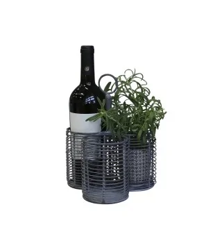 Fil de fer holder med 3 rum i antique zink