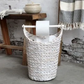 Kurv m. toiletpapirholder - hvid