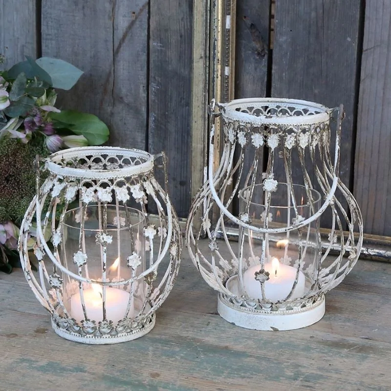 Chic Antique lanterne med blomster dekor