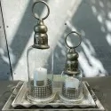 Lanterne i glas m. træbund fra La Vida