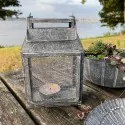 Lanterne i zink look med net - H21,5 cm.