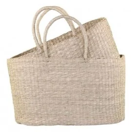Strandtaske flettet søgræs - H30 cm.