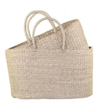 Strandtaske flettet søgræs - H30 cm.