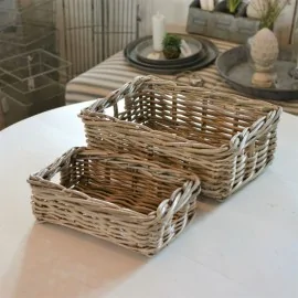Fletkurve i rattan m. håndtag - sæt m. 2
