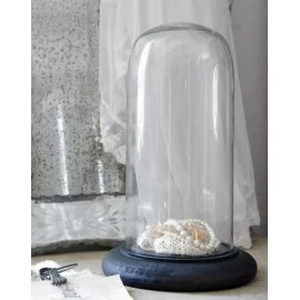 Bryllupskuppel / glasklokke med sokkel i træ fra JDL  - 30cm