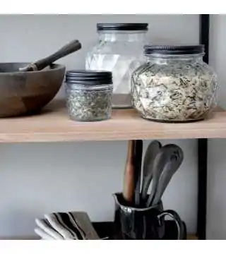 Glaskrukke / opbevaringsglas m. diamantudskæring og låg i metal - 168 cl