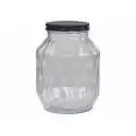 Glaskrukke / opbevaringsglas m. diamantudskæring og låg i metal - 302 cl.