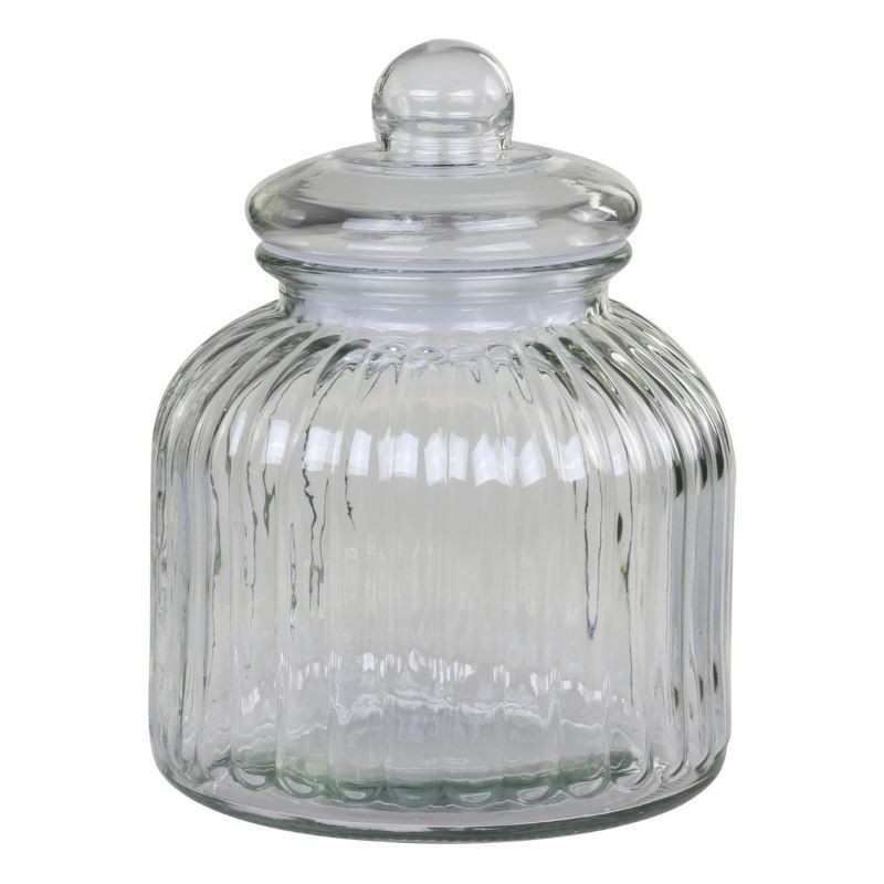 Glaskrukke / opbevaringsglas m. riller - 290 cl