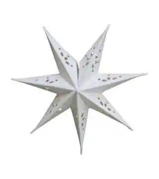 Vintage papirstjerne i creme m. glimmer - Ø13 cm