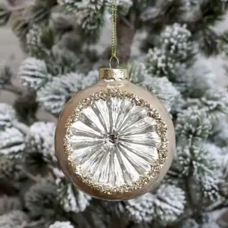 rosa julekugle med glimmer