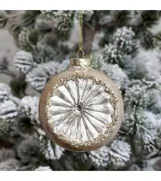 rosa julekugle med glimmer