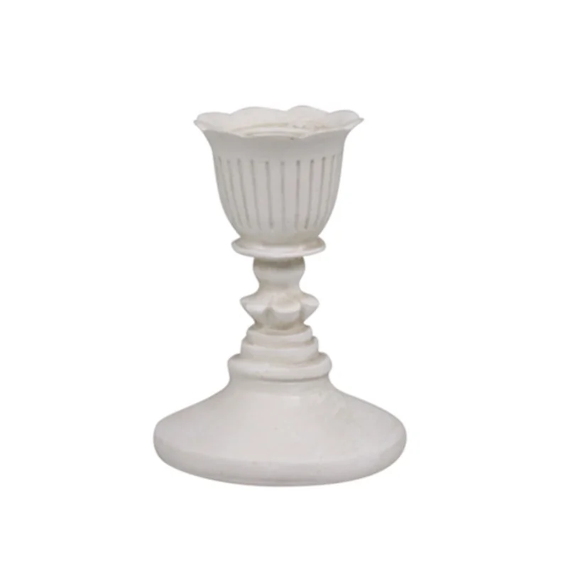 Lysestage i antique creme - 8 cm