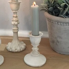 Lysestage i antique creme - 8 cm