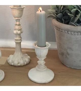 Lysestage i antique creme - 8 cm