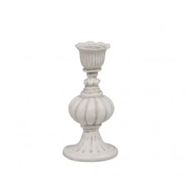 Lysestage i antique creme - 14 cm