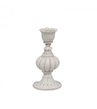 Lysestage i antique creme - 14 cm