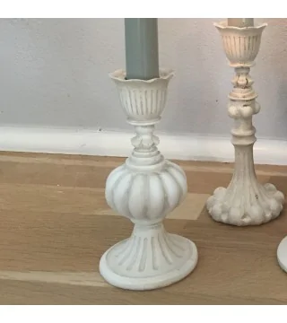 Lysestage i antique creme - 14 cm