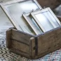 Murstensform / træbakke med ægte patina