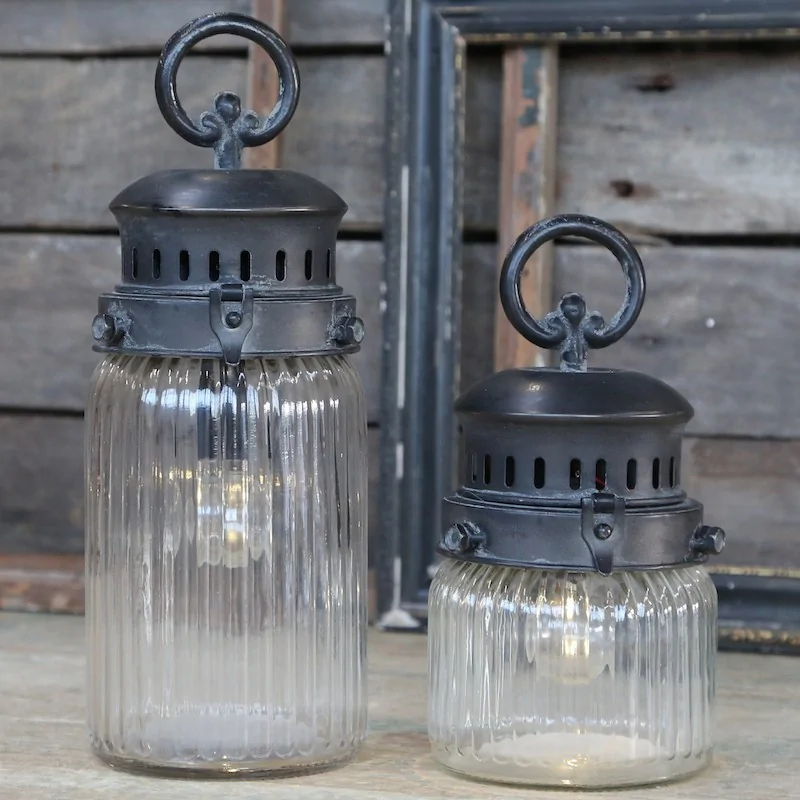 Lanterne i fransk landstil 22cm med batteri