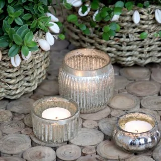 billig fyrfadsstage i glas med sølv look billig fyrfadsstage i glas med sølv look
