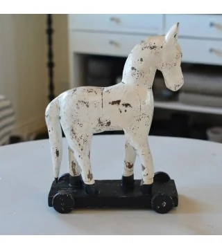 Hvid hest på hjul fra affari - 28 cm