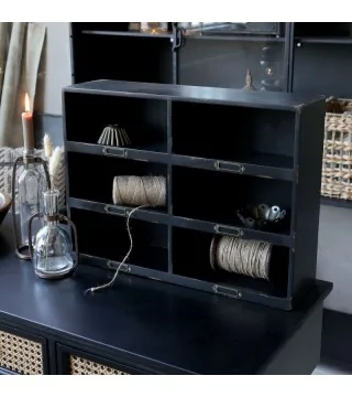 sort reol med 6 rum fra chic antique