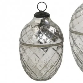 Stearinlys i glas æg - sølv