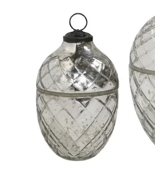 Stearinlys i glas æg - sølv