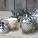 Stearinlys i glas æg - sølv