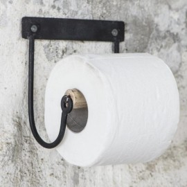 Toiletpapirholder i sort m. trærulle fra Ib Laursen
