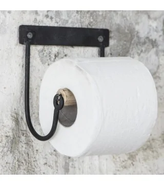 Toiletpapirholder i sort m. trærulle fra Ib Laursen