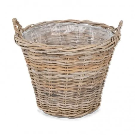 Plantekurv i rattan m. plast. Ø42cm