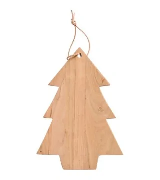 Skærebræt m/lædersnor juletræ akacietræ
