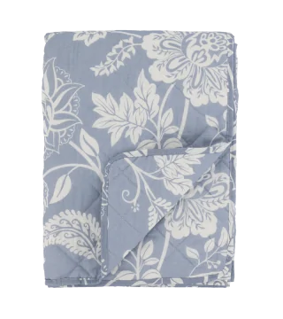 vattæppe blå blomster chic antique 180x130 cm.