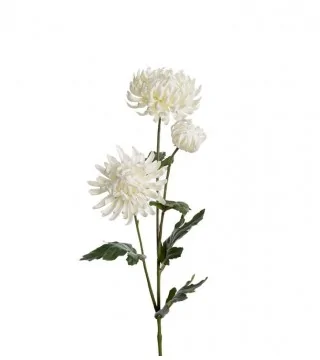 kunstig krysantemum silkeblomst med hvide blomsterhoveder